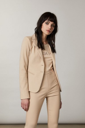 Patrizia Pepe 2-button Slim Jacket Beige | CYNS-31698
