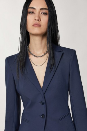 Patrizia Pepe 2-button Slim Jacket Blu | QIEX-78315