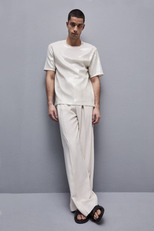 Patrizia Pepe Boxy T-shirt With Sequins Bianche | YTFR-35261