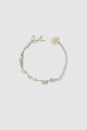 Patrizia Pepe Brass Bracelet With Rhinestones Argento | UPHZ-62589