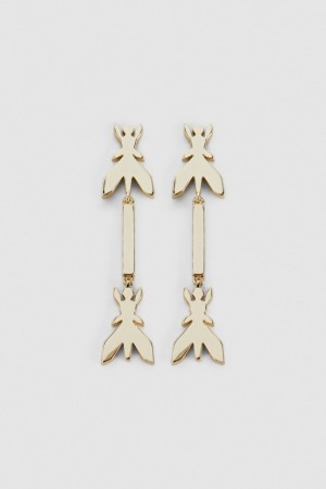Patrizia Pepe Brass Drop Earrings Oro | OWLX-86470
