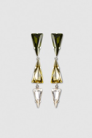 Patrizia Pepe Brass Earrings With Rhinestones Verdi | WPMY-27645