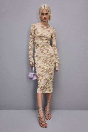 Patrizia Pepe Camouflage Print Tulle Dress Militare | EYPM-21940