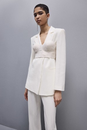 Patrizia Pepe Canvas And Lurex Bustier Bianche | DRYB-38970