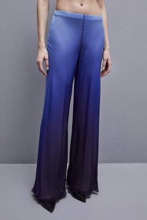 Patrizia Pepe Chiffon Pants With Degradè Print Blu Chiaro | HXIT-18467