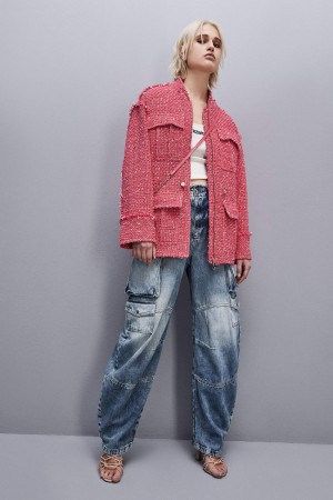 Patrizia Pepe Cotton Blend Over Parka Rosse | DNUY-39086