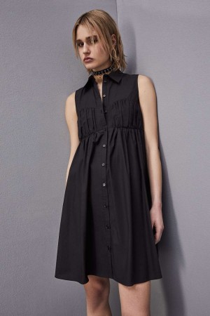 Patrizia Pepe Cotton Chemisier Mini Dress Nere | XYGJ-75324