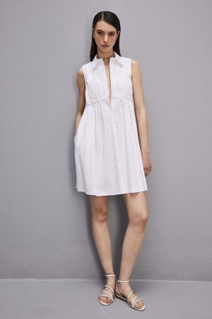 Patrizia Pepe Cotton Chemisier Mini Dress Bianche | NTJC-02469