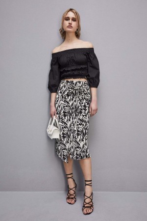 Patrizia Pepe Cotton Off-shoulder Top Nere | AQHW-26849