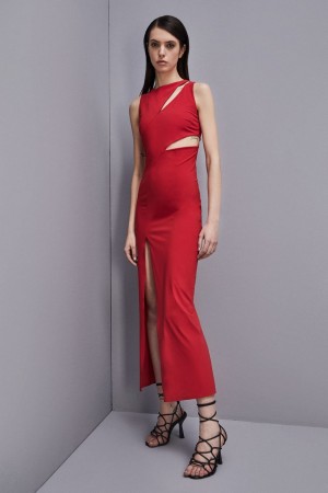 Patrizia Pepe Cut-out Jersey Dress Rosse | KACV-54617