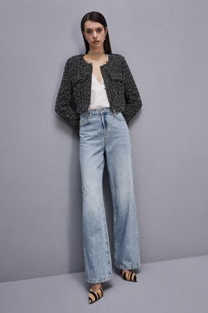 Patrizia Pepe Denim Pants With Rhinestones Blu Chiaro | YGDU-48079
