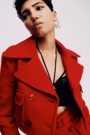 Patrizia Pepe Double Breasted Cropped Coat Rosse | NVOD-89307