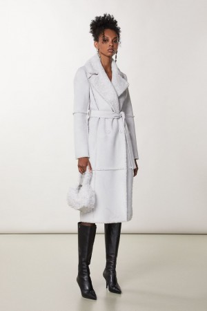Patrizia Pepe Double Breasted Double Face Coat Bianche | NRYS-56312
