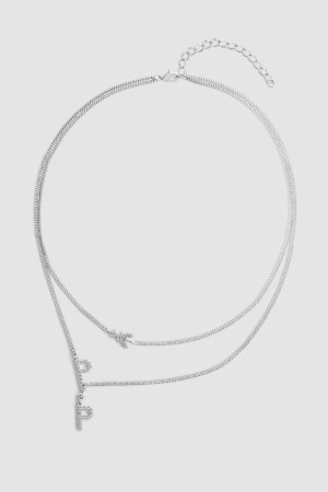 Patrizia Pepe Double Chain Brass Necklace Argento | SICB-03162