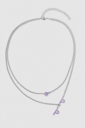 Patrizia Pepe Double Chain Brass Necklace Rosa | JRPB-36910