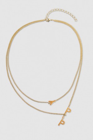 Patrizia Pepe Double Chain Brass Necklace Arancioni | INMB-59241