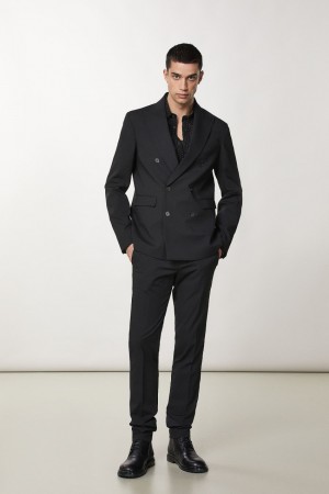 Patrizia Pepe Double-breasted Canvas Jacket Nere | EFNJ-36920