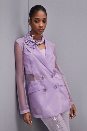 Patrizia Pepe Double-breasted Jacket With Regular Sleeves Viola | ZUSE-81742