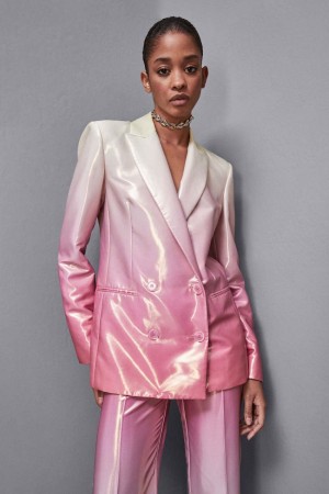 Patrizia Pepe Double-breasted Satin Blazer Jacket Colorate | WZUX-37810