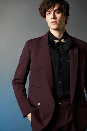 Patrizia Pepe Double-breasted Wool-blend Jacket Viola | SVNA-30961