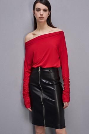 Patrizia Pepe Dropped Shoulder Jersey T-shirt Rosse | OLYZ-42651