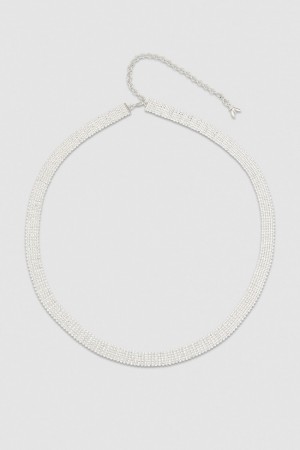 Patrizia Pepe Elegant Rhinestone Belt Argento | NIZO-26798
