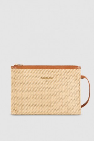 Patrizia Pepe Envelope Bag In Woven Fabric Marroni | VNFJ-67320
