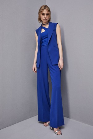 Patrizia Pepe Essential Asymmetrical Neckline Jersey Top Blu Chiaro | ZUIK-62150