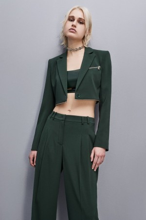 Patrizia Pepe Essential Crepe Jacket With Zipper Verdi | DHQU-34672