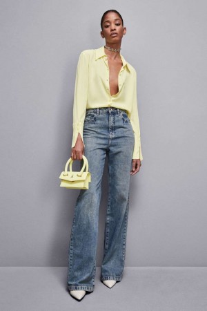 Patrizia Pepe Essential Crepe Long-sleeved Shirt Gialle | PRLV-68219
