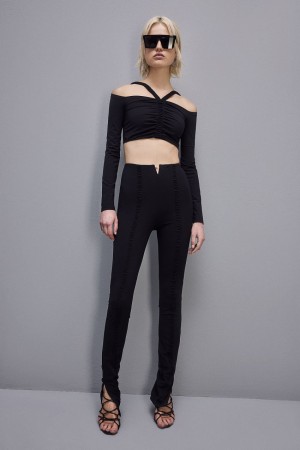 Patrizia Pepe Essential Cropped Sweater Nere | JVRL-97842
