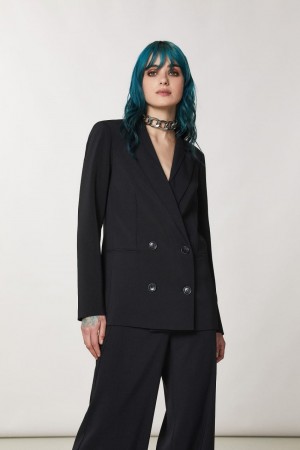 Patrizia Pepe Essential Double-breasted Jacket Nere | UZVD-09132
