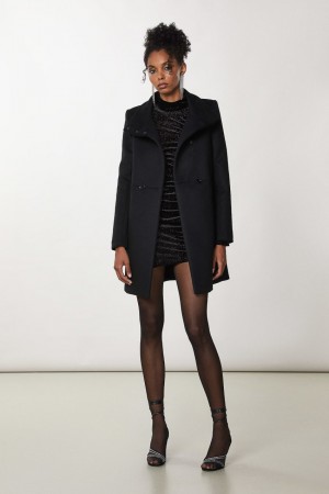 Patrizia Pepe Essential High Neck Coat Nere | HZWP-01346
