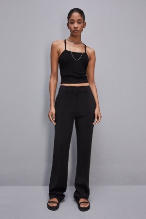 Patrizia Pepe Essential Ribbed Viscose Tank Top Nere | WPMJ-48102