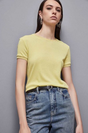 Patrizia Pepe Essential Short-sleeved Sweater Gialle | QXMZ-64853