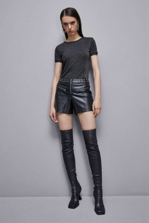 Patrizia Pepe Essential Short-sleeved Sweater Nere | HUWO-34860