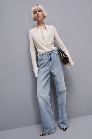Patrizia Pepe Essential Soft Shirt Beige | QKUN-50946
