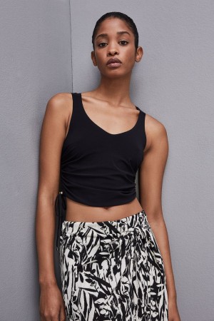 Patrizia Pepe Essential Stretch Jersey Sleeveless Top Nere | AGFH-46783
