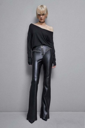Patrizia Pepe Faux Leather High-waisted Flared Pants Nere | BLXO-02314