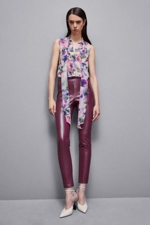 Patrizia Pepe Faux Leather Leggings Viola | KTVF-29607