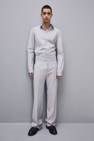 Patrizia Pepe Fitted Shirt Without Pleats In Viscose Twill Grigie | SQBO-46329