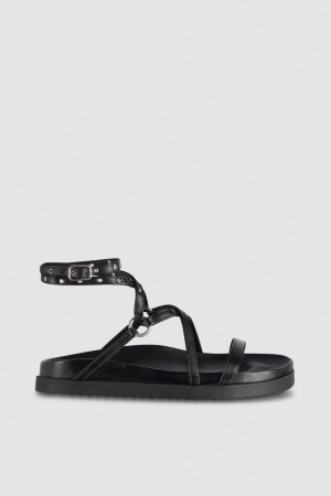 Patrizia Pepe Flat Sandals With Laces Nere | WRHM-31758