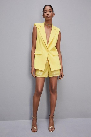 Patrizia Pepe Fluid Twill Sleeveless Vest Gialle | BGXQ-89012