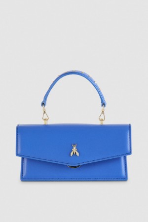 Patrizia Pepe Fly Bamby Leather Shoulder Bag Blu | ZLOT-26019