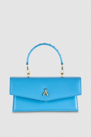 Patrizia Pepe Fly Bamby Leather Shoulder Bag Blu Chiaro | PQBJ-53790