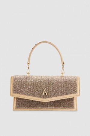 Patrizia Pepe Fly Bamby Shoulder Bag With Rhinestones Beige | FGUO-35179