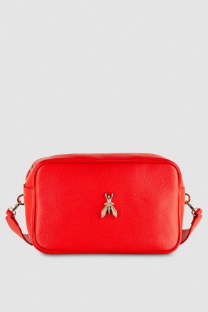 Patrizia Pepe Fly Camera Leather Bag With Chain Rosse | XPHL-86219