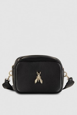 Patrizia Pepe Fly Camera Leather Shoulder Bag Nere | DEHF-47503
