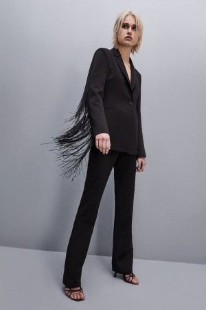 Patrizia Pepe Fringed Jacket Nere | CZBK-65830