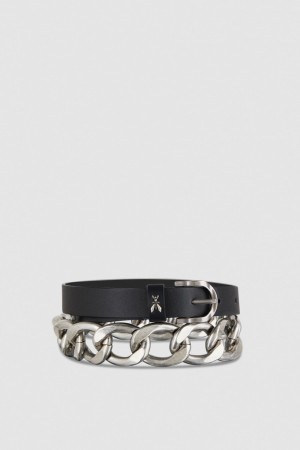 Patrizia Pepe Golden Maxi Chain Belt Nere | NXQJ-69705
